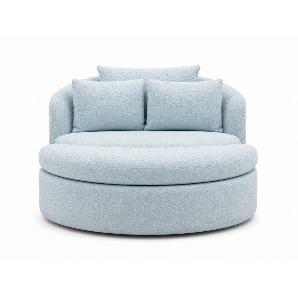 Joybird Amelia Grand Swivel Chair & Ottoman (Karina in Pantone Aquatic)