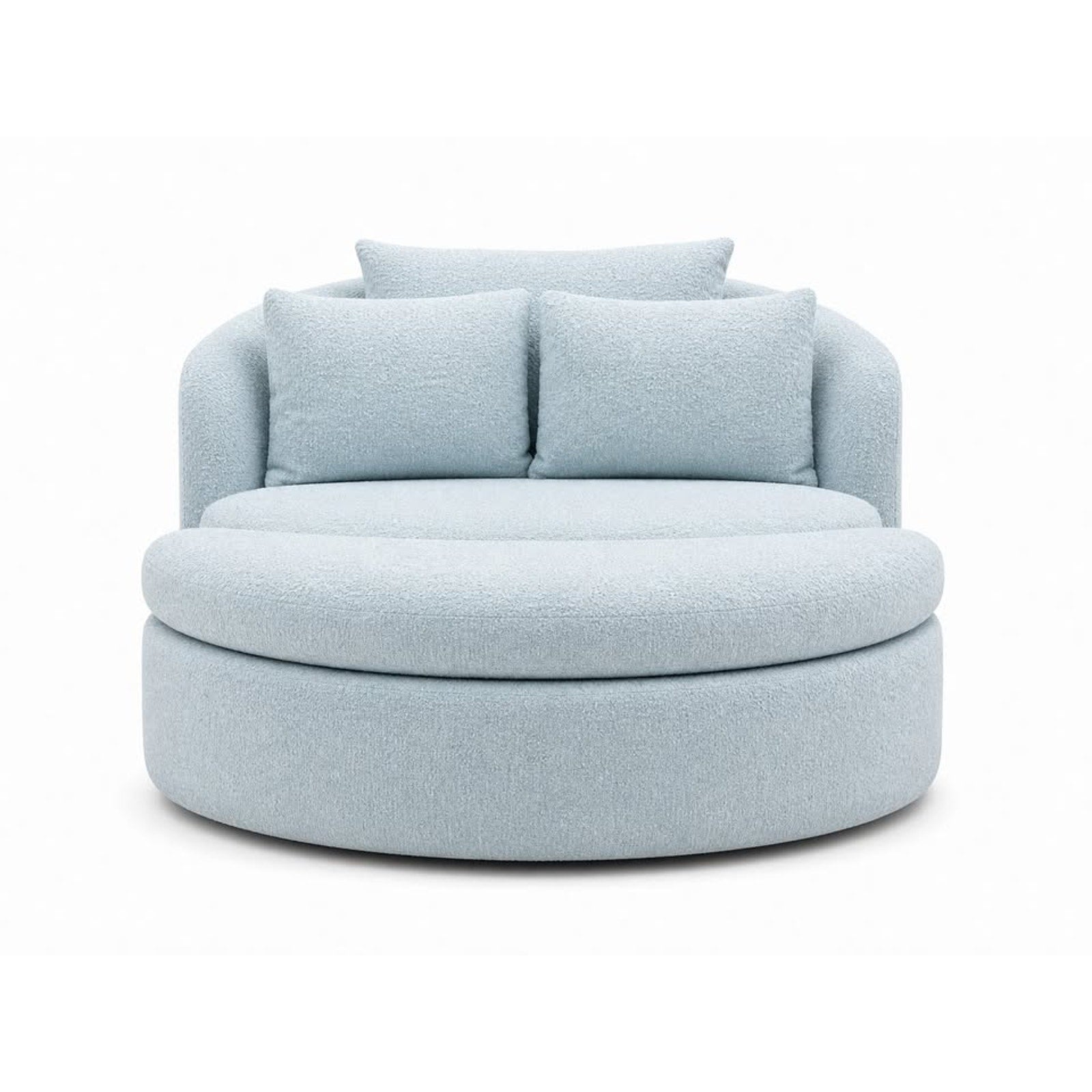 Joybird Amelia Grand Swivel Chair & Ottoman (Karina in Pantone Aquatic)