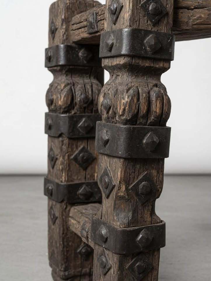 Antique Indian Teak Étagère – Dramatic Ladder Shelving Unit