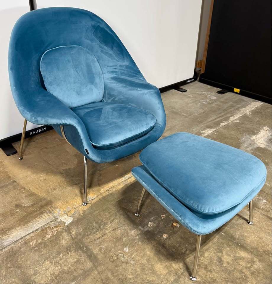 Rove Concepts Womb Chair and Ottoman (Plush Velvet Solstice)