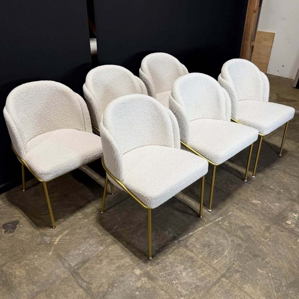 Rove Concepts Angelo Dining Chair (Set of 6, Pearl/ Brass)