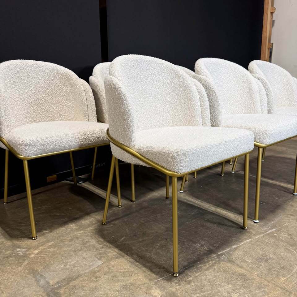 Rove Concepts Angelo Dining Chair (Set of 6, Pearl/ Brass)
