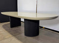 Rove Concepts Osten Dining Table 120" (Alabaster Matte Lacquer, Black Concrete)