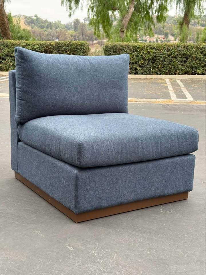 Joybird Holt Petite Armless Chair (Faithful Indigo)