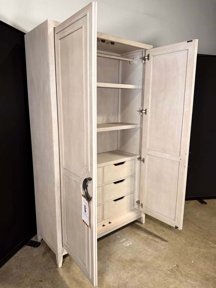 Kathy Kuo Home Chelle French Country Brown Oak Wardrobe