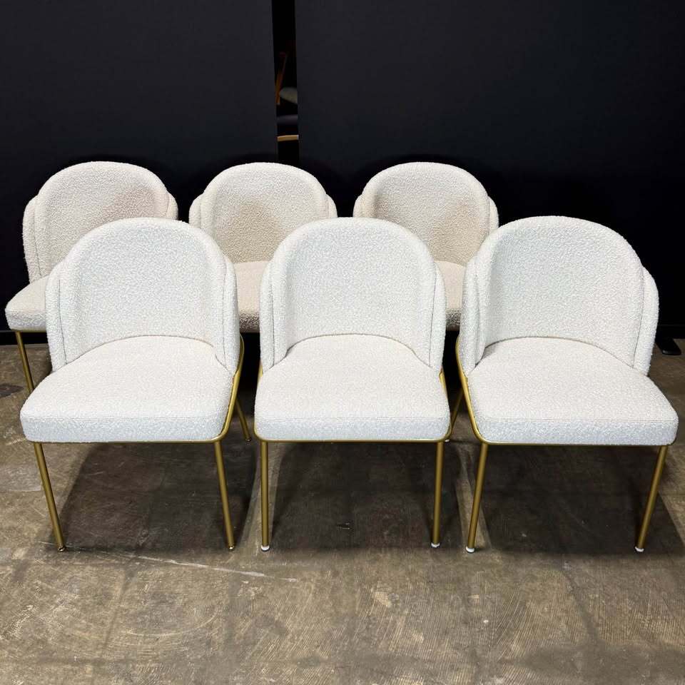 Rove Concepts Angelo Dining Chair (Set of 6, Pearl/ Brass)