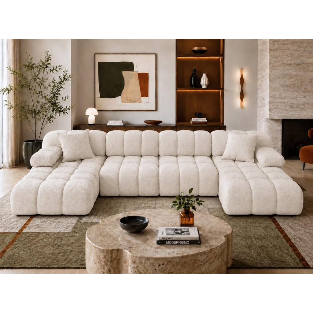 Rove Lab Marshbello Sectional, Chatou Bouclé Pearl