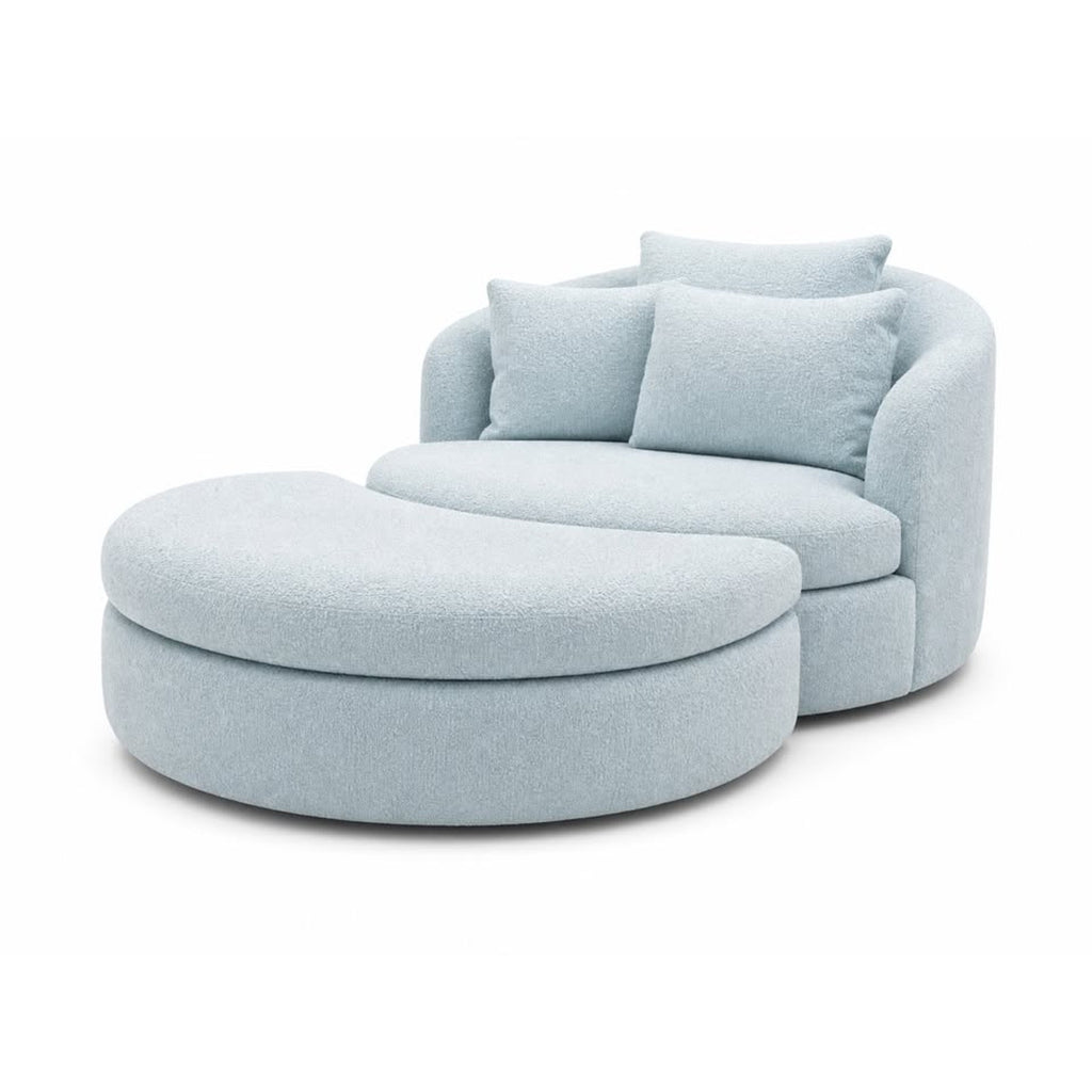 Joybird Amelia Grand Swivel Chair & Ottoman (Karina in Pantone Aquatic)