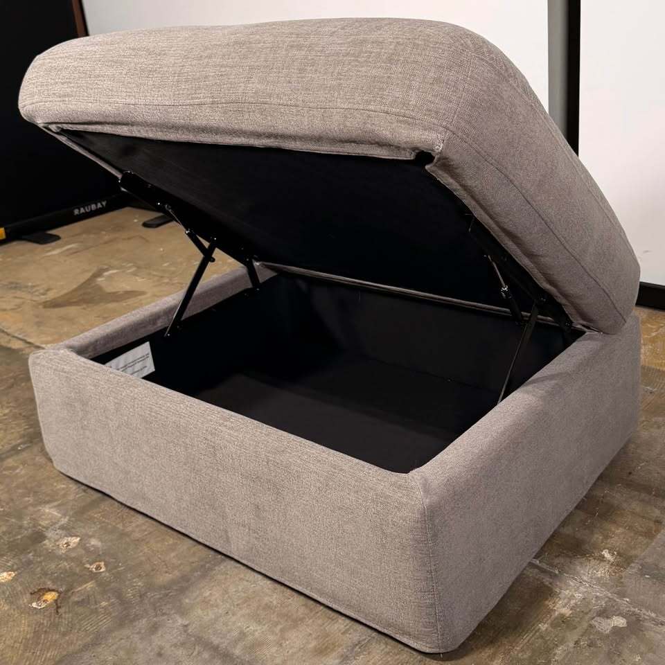 Castlery Agnes Slipcover Storage Ottoman (Dark Gray Ash)