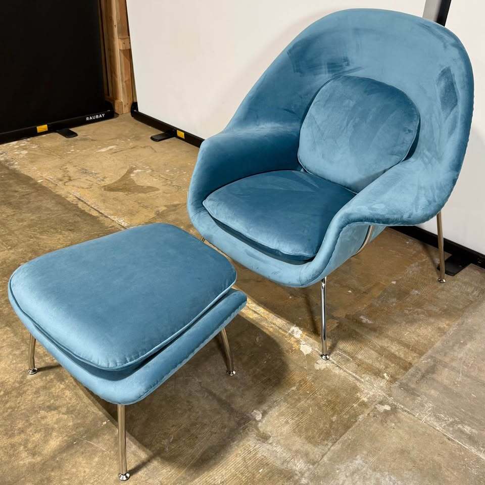 Rove Concepts Womb Chair and Ottoman (Plush Velvet Solstice)