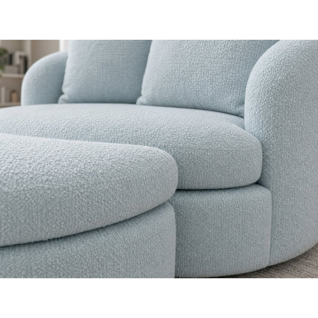 Joybird Amelia Grand Swivel Chair & Ottoman (Karina in Pantone Aquatic)
