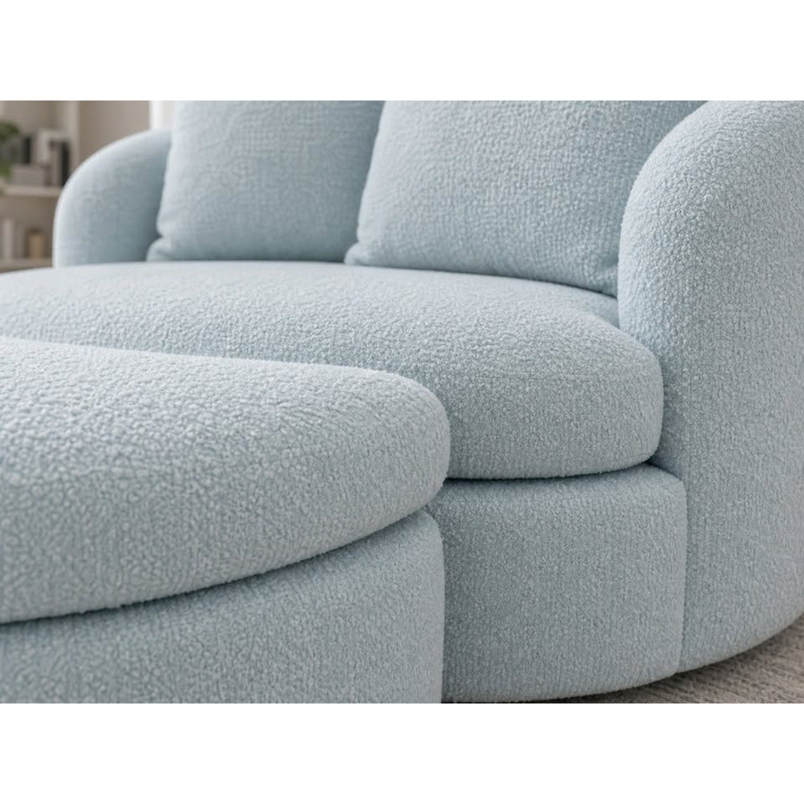 Joybird Amelia Grand Swivel Chair & Ottoman (Karina in Pantone Aquatic)
