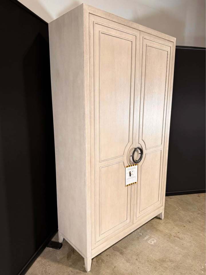 Kathy Kuo Home Chelle French Country Brown Oak Wardrobe