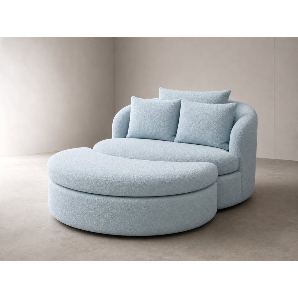 Joybird Amelia Grand Swivel Chair & Ottoman (Karina in Pantone Aquatic)