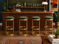 Emerald Velvet Sculptural Glam Bar Stools - Set of 4