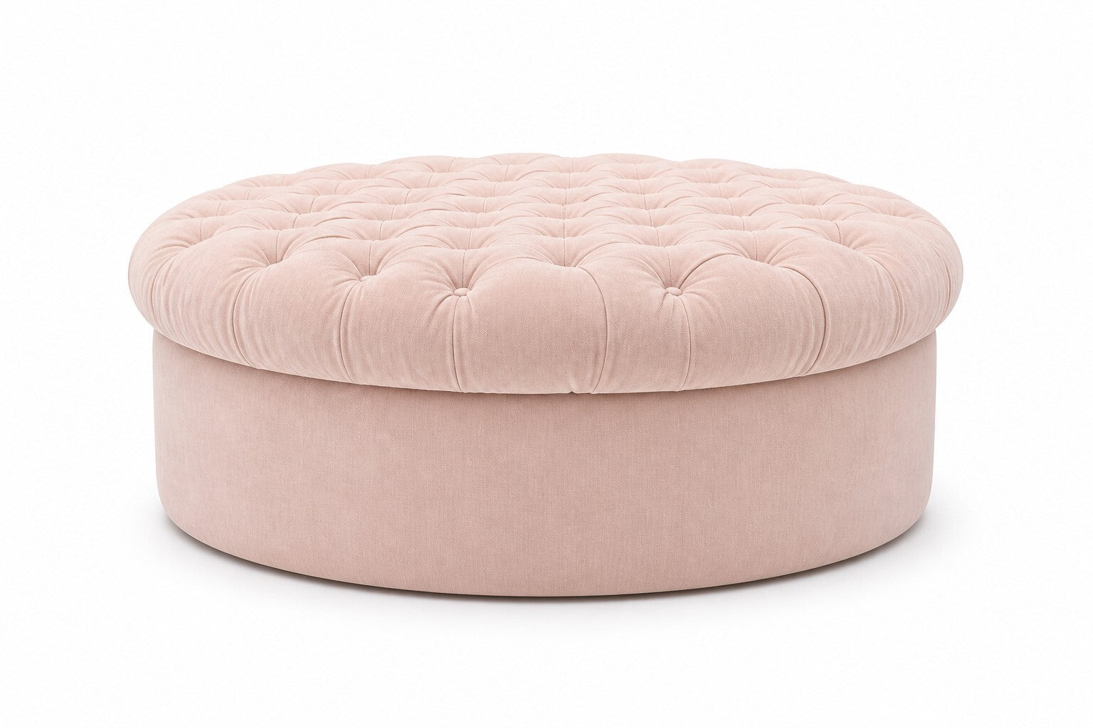 Blush Pink Tufted Round Ottoman — $1,200 new, $595 today | Moveabl