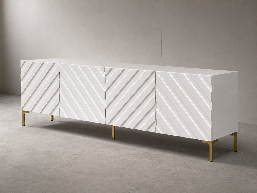 White Geometric Lacquer Console — $3,800 new, $1,250 today | Moveabl