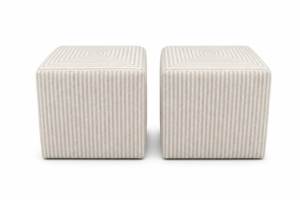 Set of 2 Striped Cube Ottomans — $1,100 new, $595 today | Moveabl