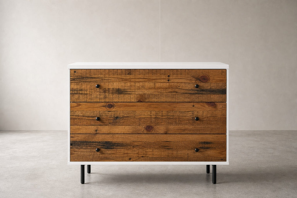Rustic Wood & White 3-Drawer Dresser — $995 new, $550 today | Moveabl