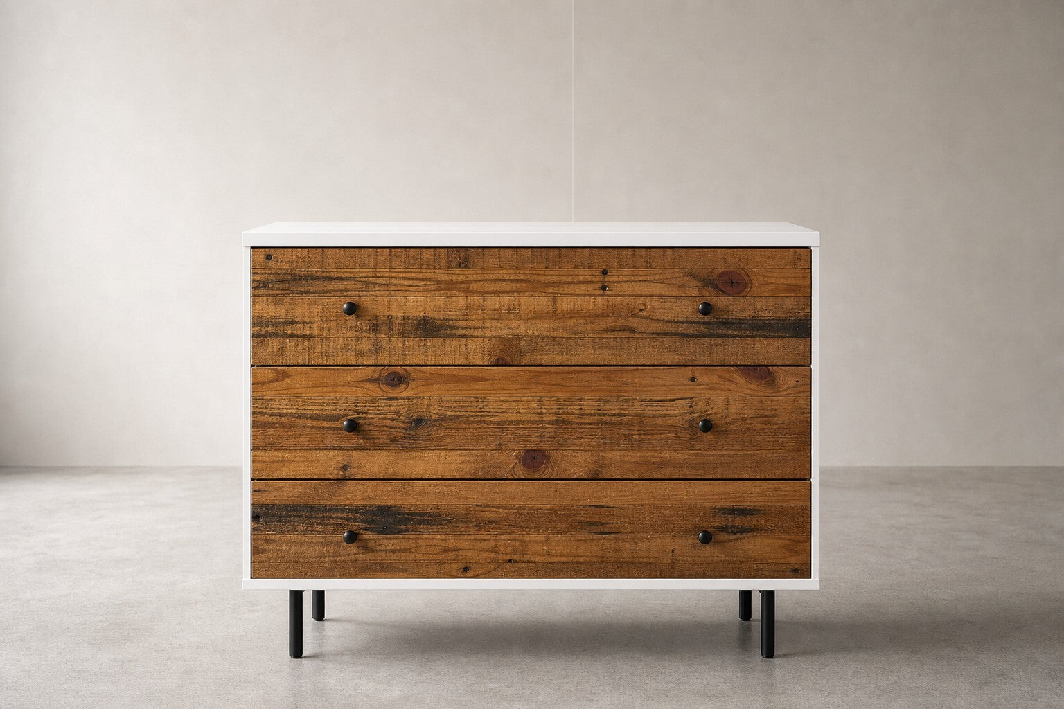 Rustic Wood & White 3-Drawer Dresser — $995 new, $550 today | Moveabl