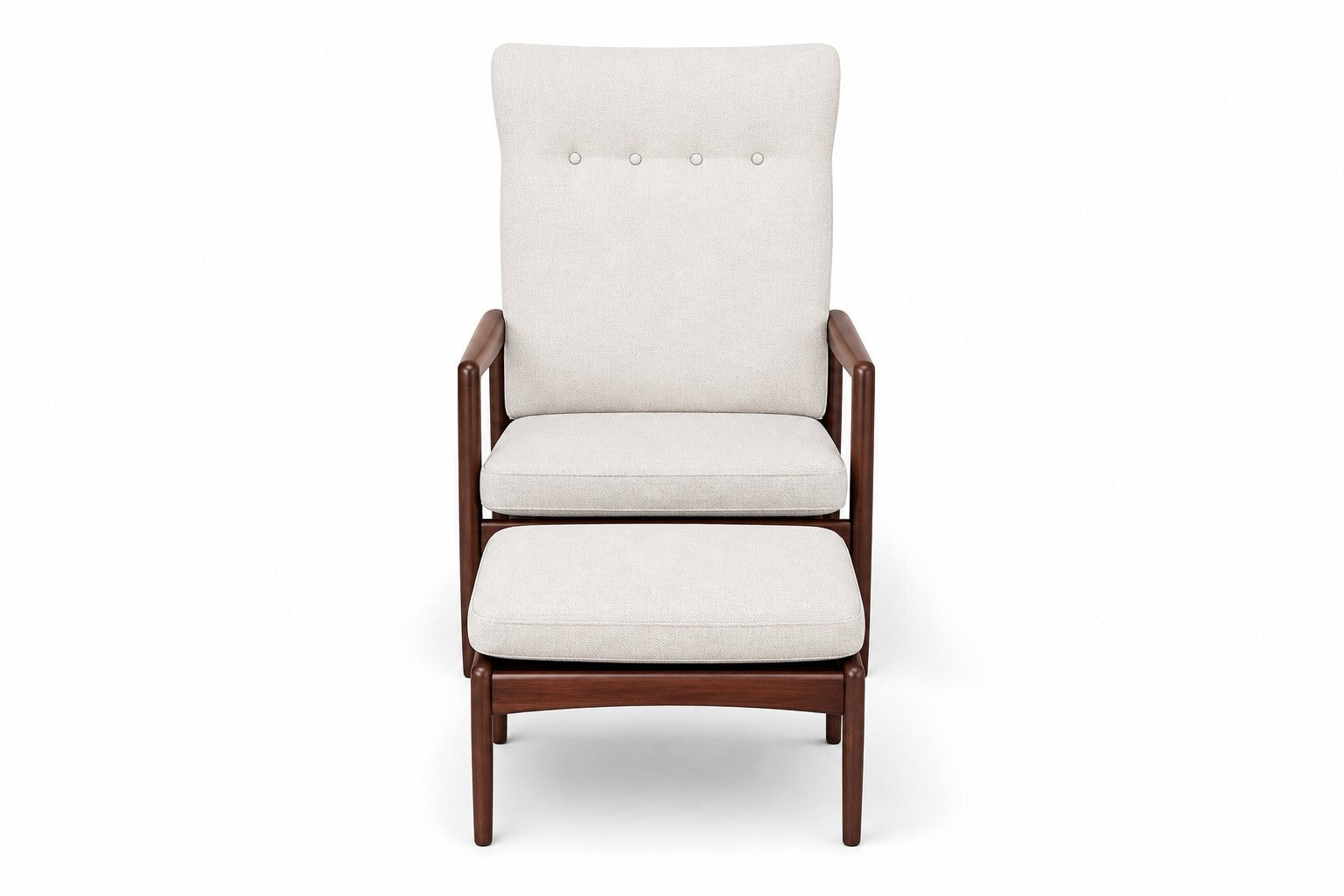 Cream High-Back Mid-Century Manual Recliner with Ottoman — $1,550 new, $950 today | Moveabl