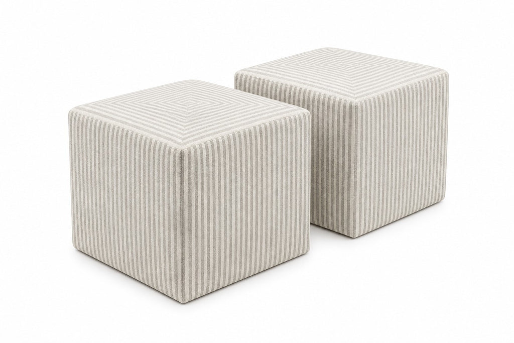 Set of 2 Striped Cube Ottomans — $1,100 new, $595 today | Moveabl
