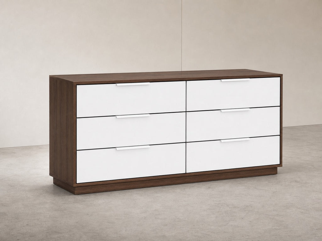 Walnut & White 6-Drawer Dresser — $1,695 new, $995 today | Moveabl