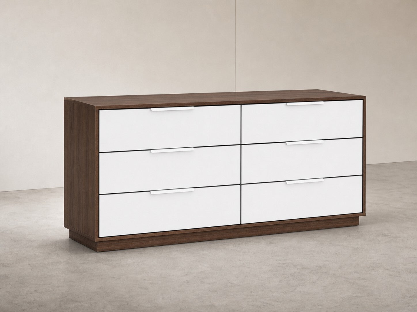 Walnut & White 6-Drawer Dresser — $1,695 new, $995 today | Moveabl