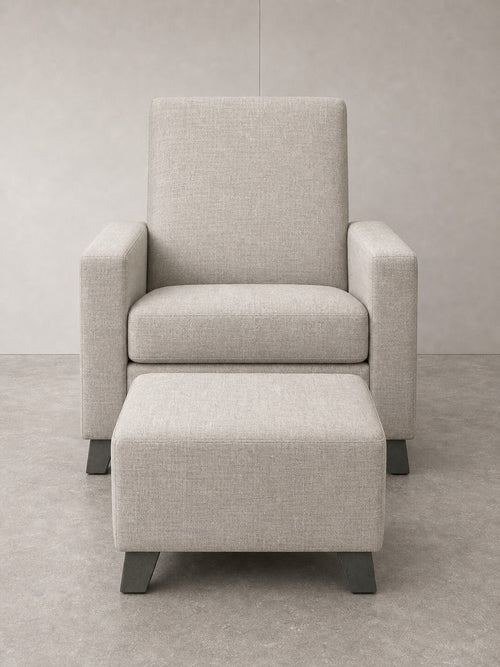 Beige High-Back Maternity Chair with Ottoman — $1,650 new, $995 today | Moveabl