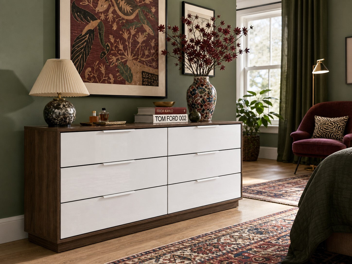 Walnut & White 6-Drawer Dresser — $1,695 new, $995 today | Moveabl