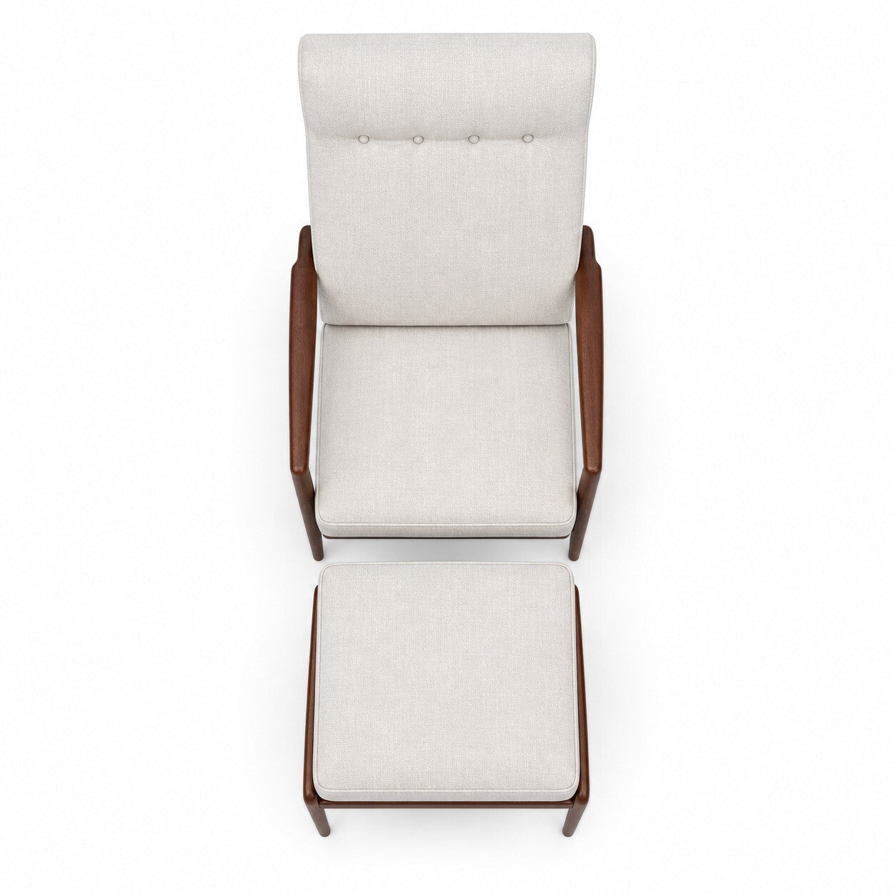 Cream High-Back Mid-Century Manual Recliner with Ottoman — $1,550 new, $950 today | Moveabl