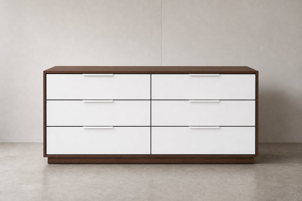 Walnut & White 6-Drawer Dresser — $1,695 new, $995 today | Moveabl