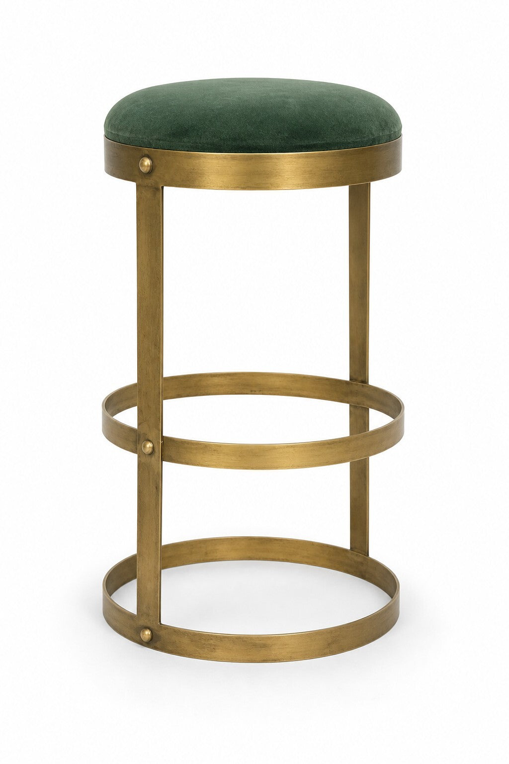 Emerald Velvet Sculptural Glam Bar Stools - Set of 4