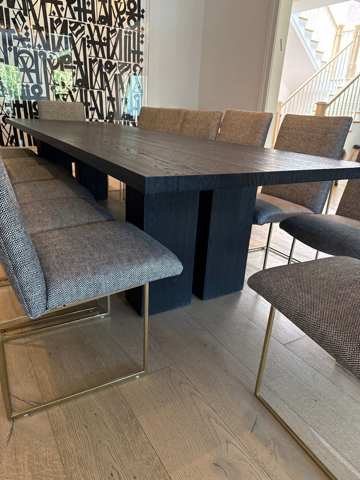 Restoration Hardware Dark Wood Dining Table + 14 Chairs