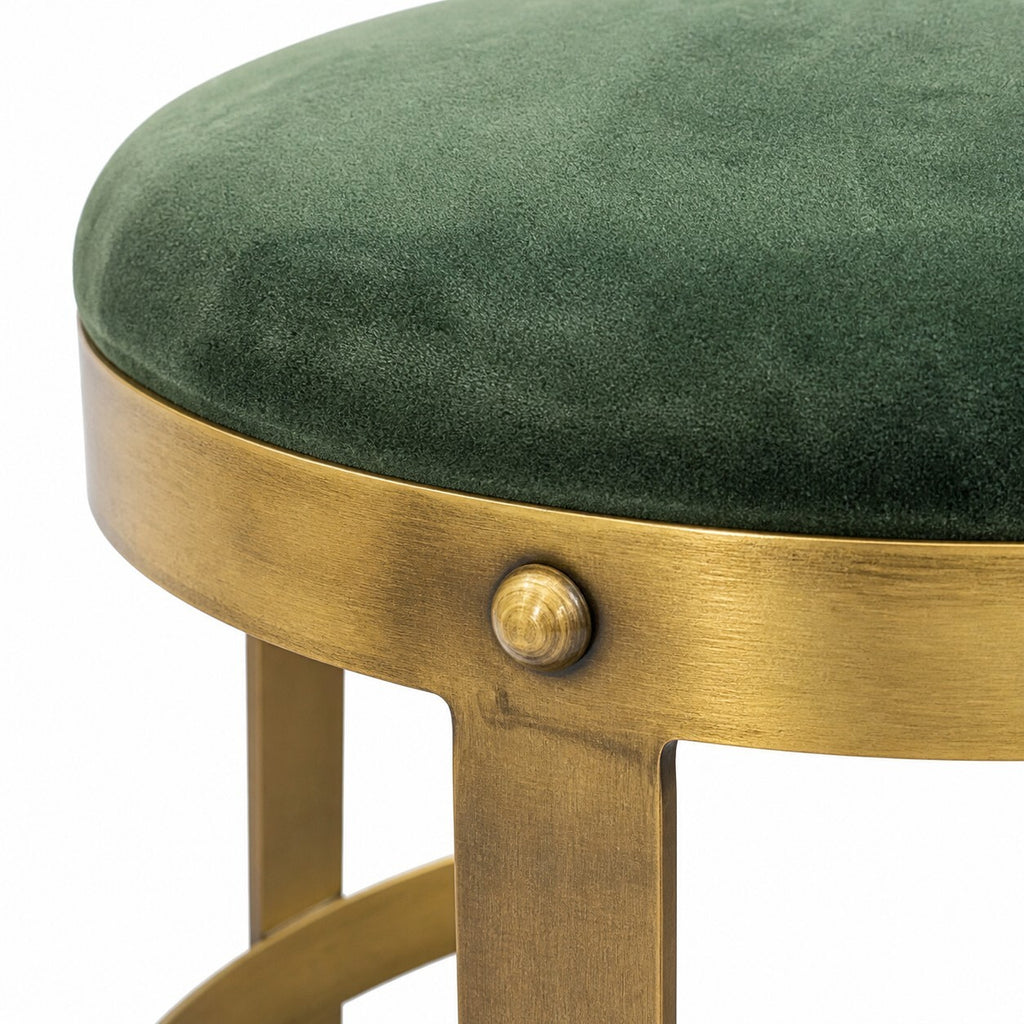 Emerald Velvet Sculptural Glam Bar Stools - Set of 4