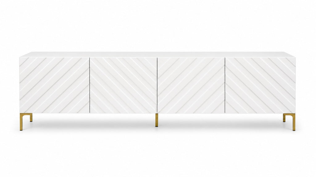 White Geometric Lacquer Console — $3,800 new, $1,250 today | Moveabl