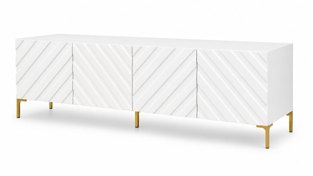 White Geometric Lacquer Console — $3,800 new, $1,250 today | Moveabl