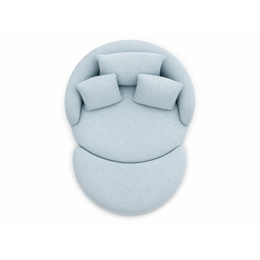 Joybird Amelia Grand Swivel Chair & Ottoman (Karina in Pantone Aquatic)