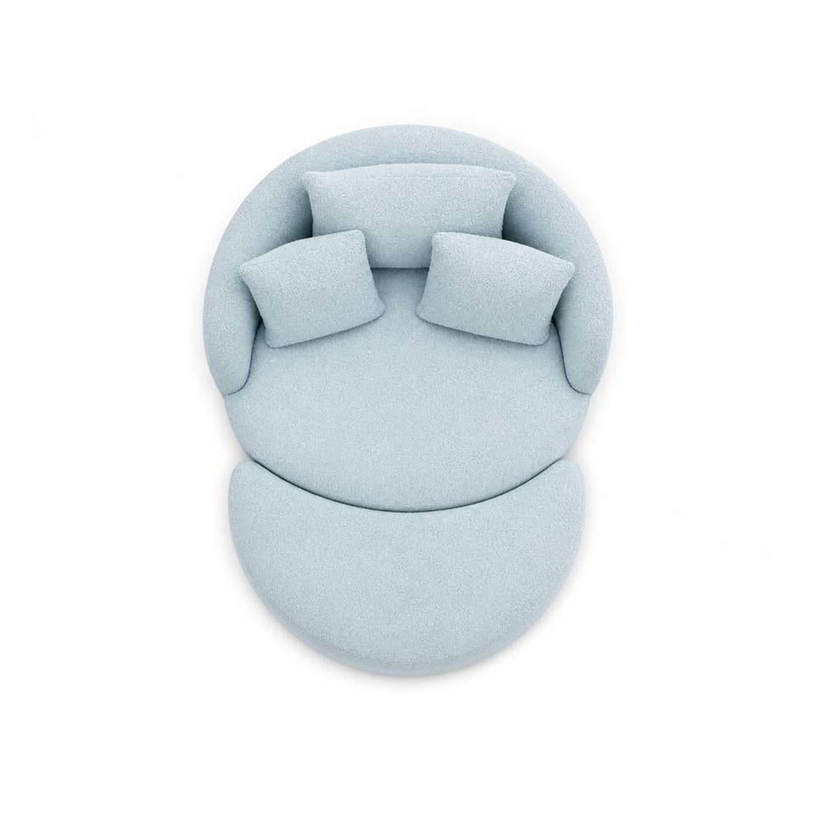 Joybird Amelia Grand Swivel Chair & Ottoman (Karina in Pantone Aquatic)