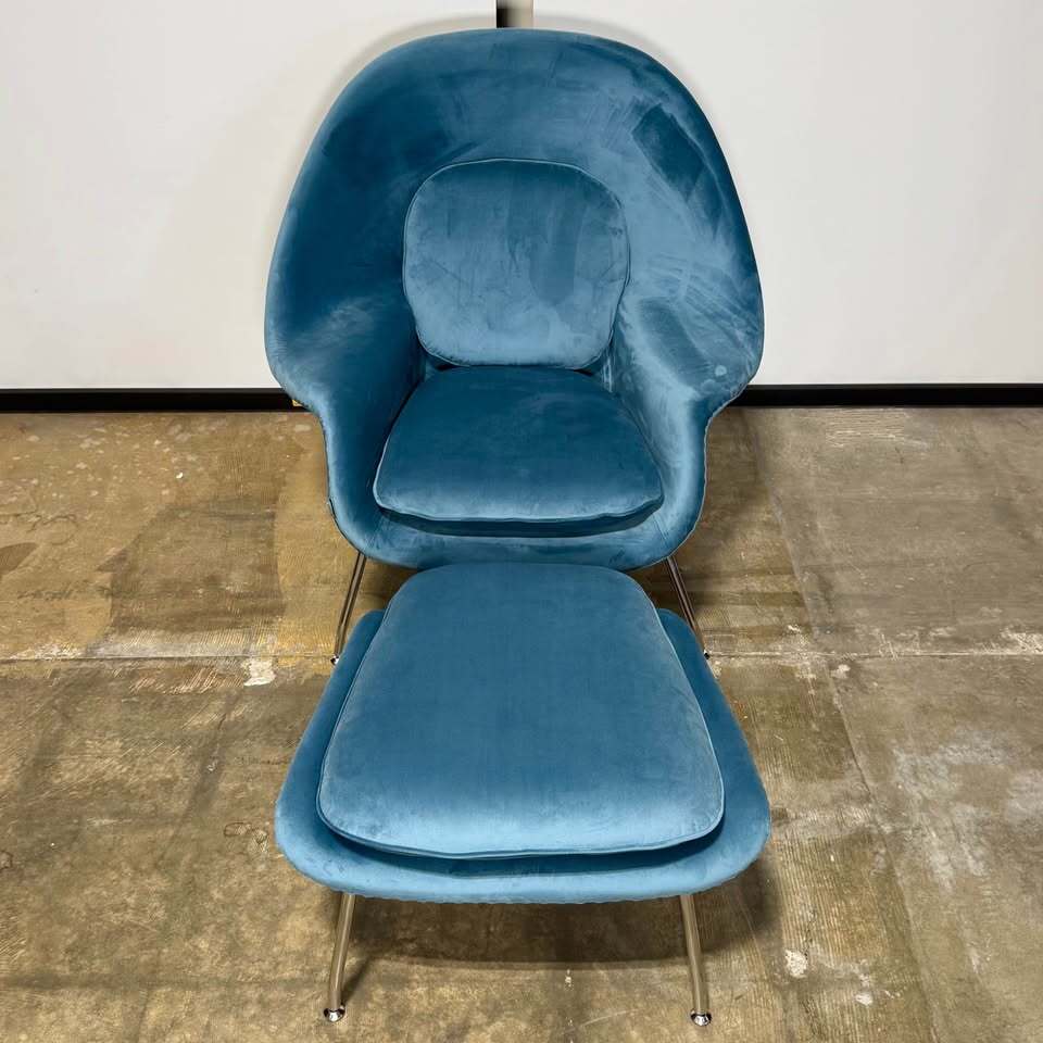 Rove Concepts Womb Chair and Ottoman (Plush Velvet Solstice)