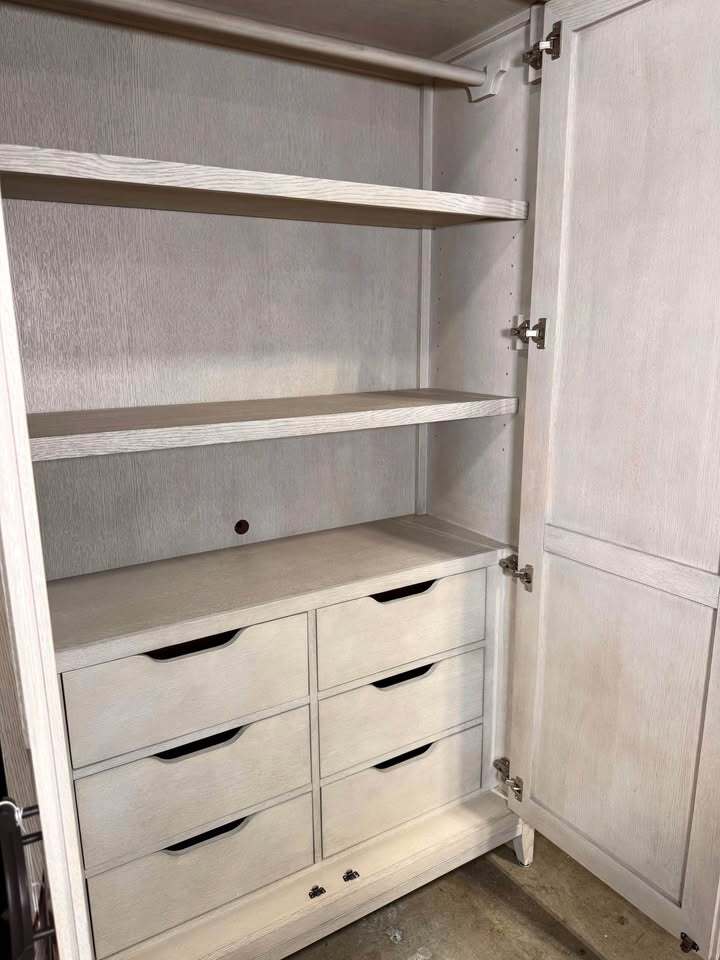Kathy Kuo Home Chelle French Country Brown Oak Wardrobe