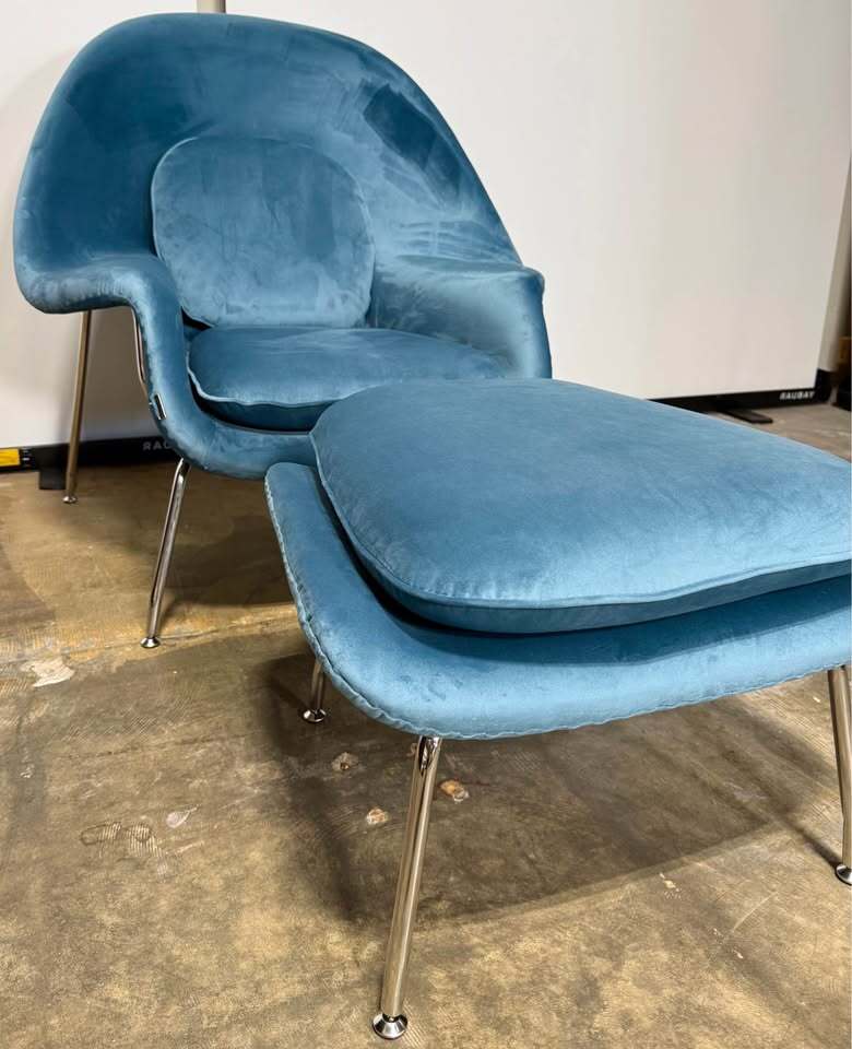 Rove Concepts Womb Chair and Ottoman (Plush Velvet Solstice)