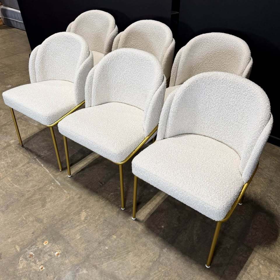 Rove Concepts Angelo Dining Chair (Set of 6, Pearl/ Brass)