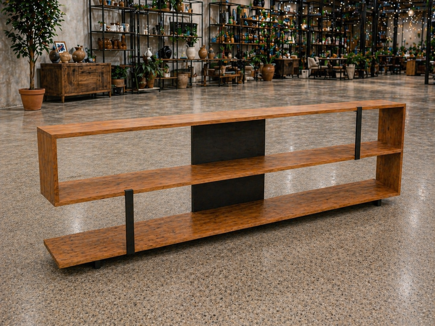 moveabl-tv-stands-modern-open-shelf-honey-brown-black-warehouse-side